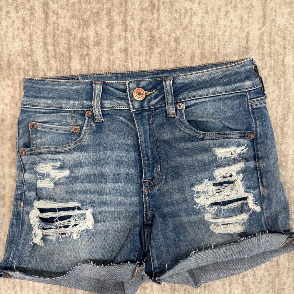 American Eagle Outfitters Ripped Blue Jean Shorts